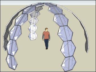 Computer modelled  3 way arch system